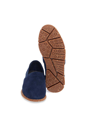 Tergan Mavi Hakiki Süet Deri Erkek Loafer - E24I1AY56589-F60
