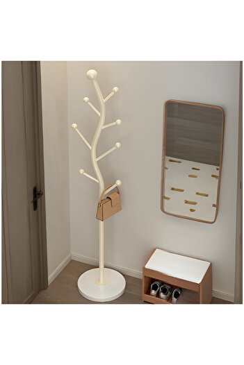 Herum Elegant metal coat rack, S-shaped, tree-type, cream finish, 30 x 178 cm