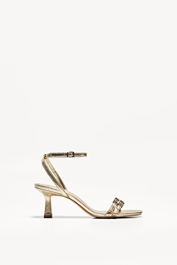 Bershka High-heel strappy sandals with ankle strap
