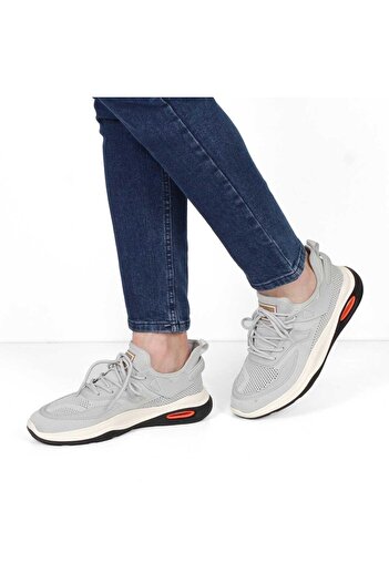Celal Gültekin Men's Gray Lace-Up Thick Sole Sneaker