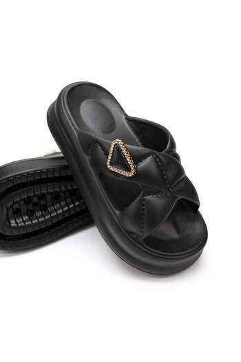 Tmall Women's Slippers, With Platform And Accessories, Foam, Pd1039, Black