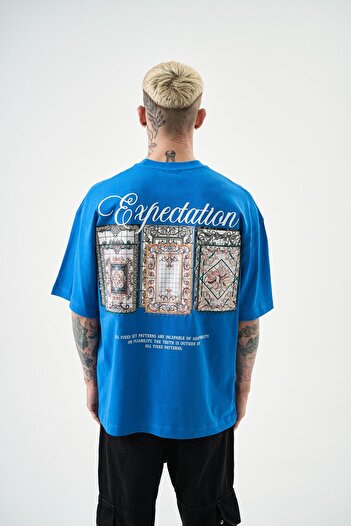 Respire Чоловіча футболка Oversize з вишивкою Expectation, синя