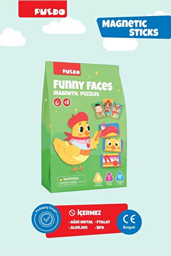 PUEDO Manyetik Puzzle - Funny Faces (Sevimli Suratlar)
