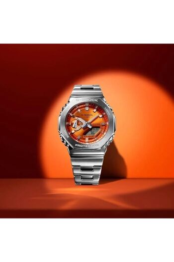 Casio Watches G-Shock Men “Stainless steel band One-touch tri-fold clasp-GM-2110D-4ADR, Silver, 49