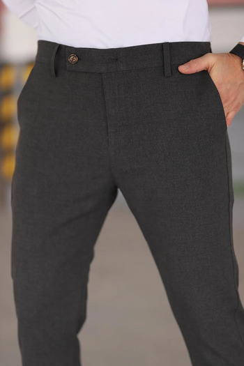 bombe Ανδρικό παντελόνι Anthracite Slim Fit με ελαστικό ύφασμα Lycra μέχρι τον αστράγαλο