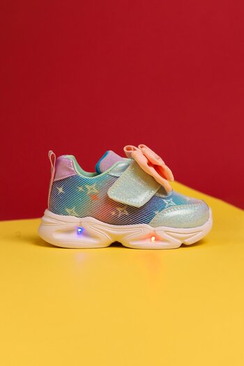 Limoya Feliz Turquoise Bow Detailed Velcro Fastener Baby Sneakers