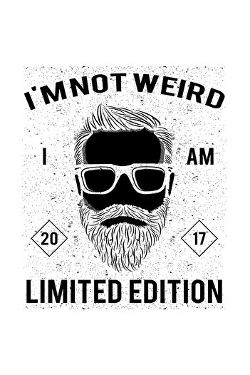 StoryGift Romania Sticker Adeziv 90CM Cu Mesajul I'm Not Weird I Am Limited Edition, Chip Om cu Barba Si Ochelar