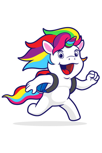 StoryGift Romania Sticker Adeziv 90CM Cu Unicorn, Elev, Student, Ghiozdan, Alergare, cu Margini Albe, PVC Vinyl