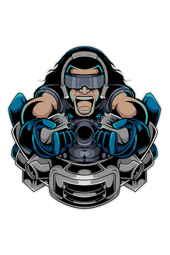 StoryGift Romania Sticker Autocolant 70CM Cu Gamer, Controller Rupt, Robot, Ochelari, Mecha, cu Margini Albe, P