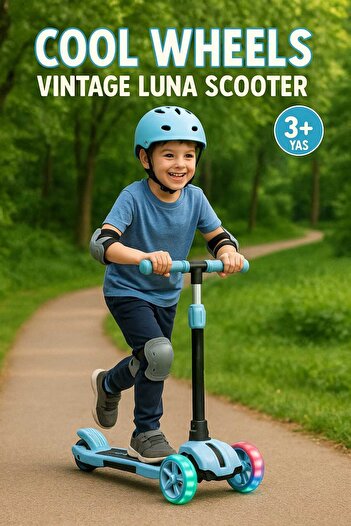 Scooter Cool Wheels LED Işıklı Katlanabilir Çocuk Scooter - 3 Tekerlekli Vintage Luna (3+ Yaş)