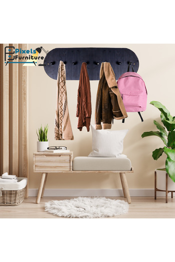 PixelsFurniture Pixel Furniture 80*28cm Wall Mounted Wooden Clothes Rack with 8 Hooks