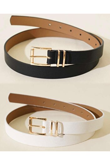 Desre Moda 2-Piece Gold Buckle Bridged Women's Belt Trouser Belt Dress Belt Shirt Belt Coat Belt