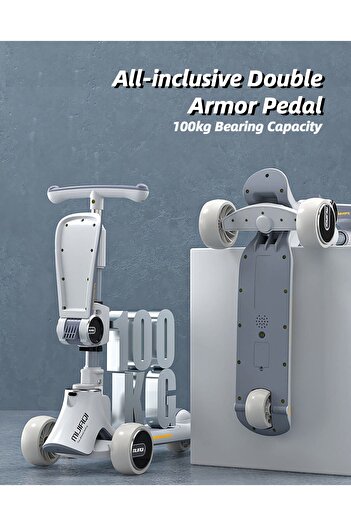 Rovyfota 3-in-1 Kick Scooter, Upgraded Adjustable Height Handlebars and Removable Seat