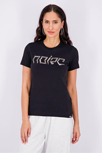Diesel Women Crew Neck Short Sleeve Embellished Top, Black