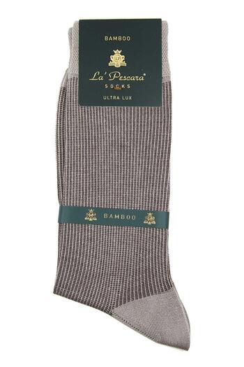 La Pescara Μπεζ ριγέ μοτίβο Ultra Luxury Bamboo Single Ανδρικές κάλτσες CRP307
