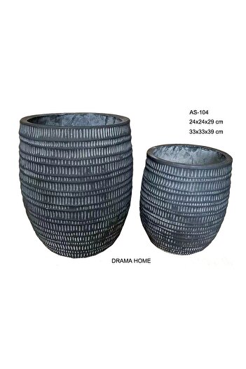DRAMA HOME Plant and tree pot set made of a mixture of cement, natural stone, and fiber - elegant design and a natural touch in every corner