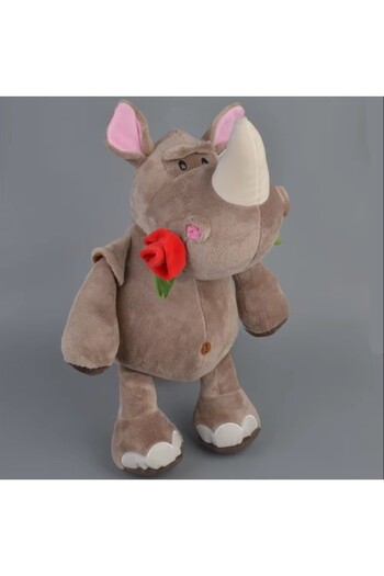 Malvys Plush Toy , Red Rhinoceros, Brown, 50 Cm