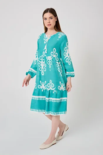 DEVRAN V-Neck Cotton Viscose Dress