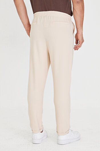 ZİNOX Erkek Bel Lastikli Bağcıklı Duble Paça Slim Fit Jogger Pantolon
