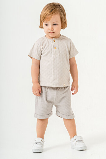 bombe Baby Kids Gray Cotton 2 Piece Set First I'M Trend Fashion Bottom Top Set