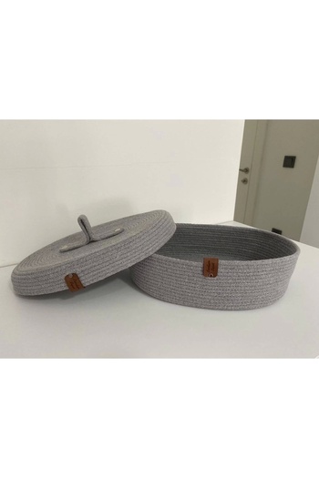 Sevdam Sepet Gray Decorative Basket, Cotton Basket, Cotton Rope, Cord Rope