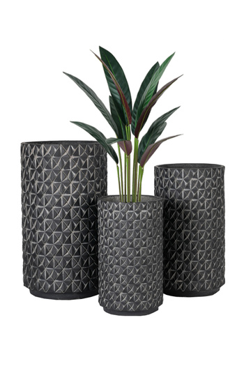 DRAMA HOME Modern Black Striped Planter Set - Ideal for Artificial Plants and Trees, Indoor and Outdoor Use