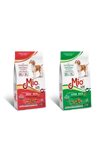 MİO Boabe Caini❤️, Premium dry food for adult dogs, 2 bags of 2.5 Kg each, Mio Dog Mix, veal, lamb rice