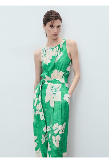 MANGO Woman Belted patterned jumpsuit