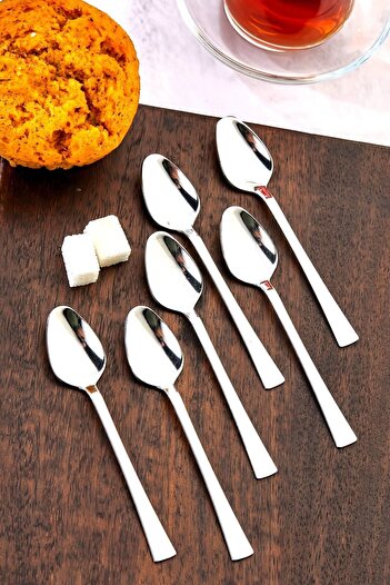 Carat Home 6 Pieces Steel Luxury Silver Teaspoon - Spoon