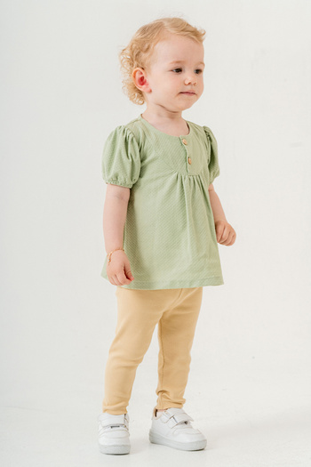 bombe Baby Kids Green Cotton Leggings 2-Piece Set Trend Fashion Bottom Top Set