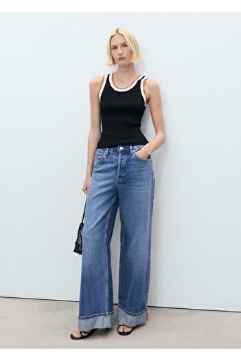 MANGO Woman Blouse of Knitwear with Contrast Details