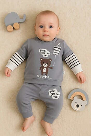 Babydonat 2-Piece Patterned Cotton Set for Baby Boy - Gift For You