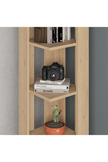 Mourah Home Nati 6-Tier Corner Bookcase – Modern Floor Cabinet Storage Book Shelf for Living Room