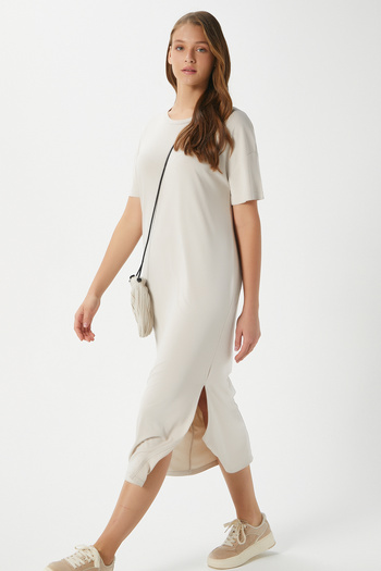 Ritnice Women's Modal Daily Comfort Stone Slit Dress 16556