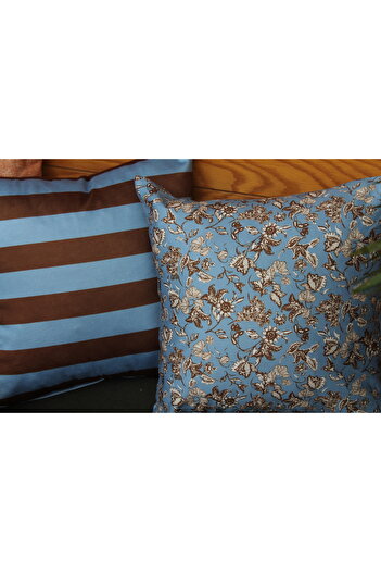 cuboo home Bohemian Vintage Themed Blue and Coffee Color Gift Set of 2 Throw Pillow Pillow Cases 43X43 cm