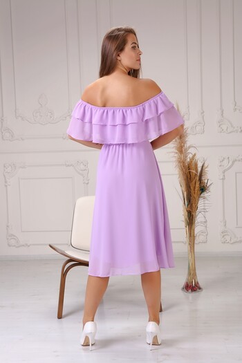 MACFLY Ruffle Collar Chiffon Dress