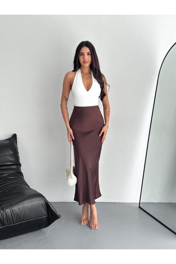 SBL COLLECTİON Women's Basic Long Satin Skirt