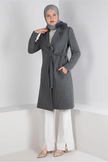 Alvina Fur Detailed Belted Coat 90357