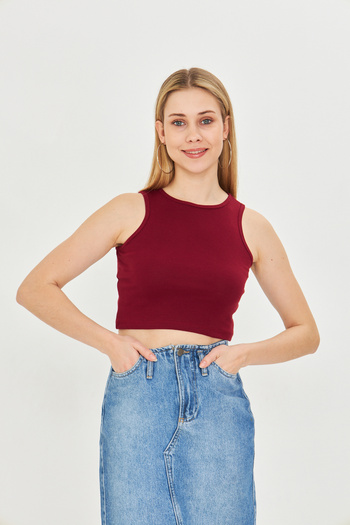 Dİ GİYİM Bordo-Brown 2 Pack Fitted/Crop Tank Top