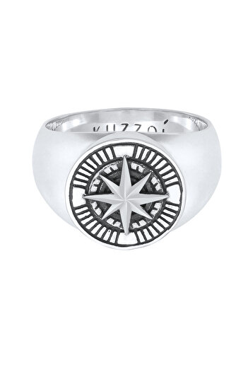 KUZZOI Ring Herren Siegelring Kompass Vintage in 925 Sterling Silber