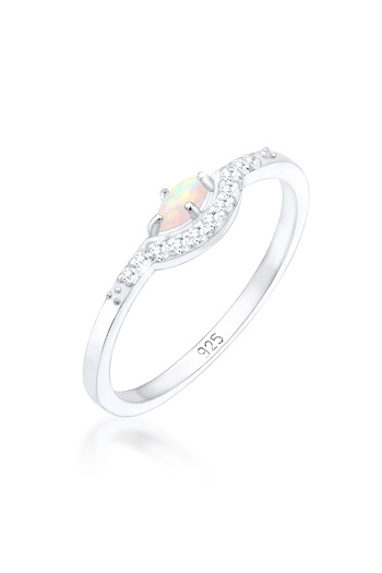 ELLI Dámský prsten Vintage Precious se Zirconia Marquise Opal v 925 Sterling Silver