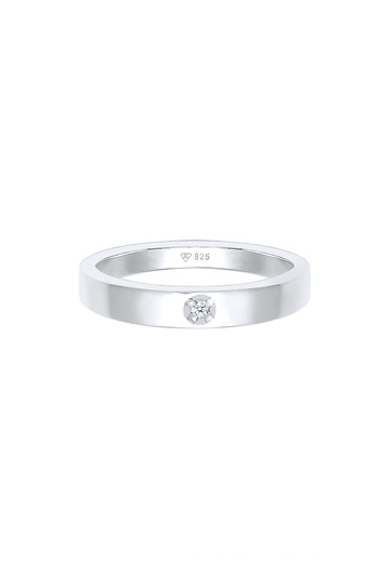 ELLI Ring Solitär Bandring Diamant 0.015 ct. 925 Silber