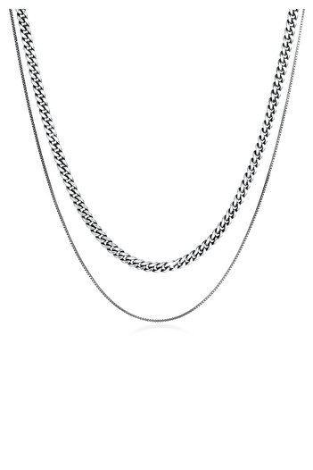 KUZZOI Halskette Herren Set Panzerkette Venezianerkette Basic Blogger Trend in 925 Sterling Silber