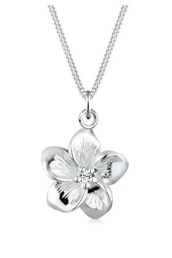ELLI Necklace Women Frangipani Flower Pendant Modern Crystals in 925 Sterling Silver