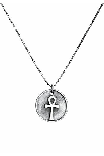 KUZZOI Halskette Herren Münzanhänger Ankh Kreuz Massiv in 925 Sterling Silber