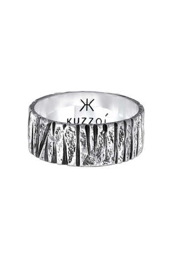 KUZZOI Ring Herren Bandring Struktur Hammerschlagoptik Trend in 925 Sterling Silber