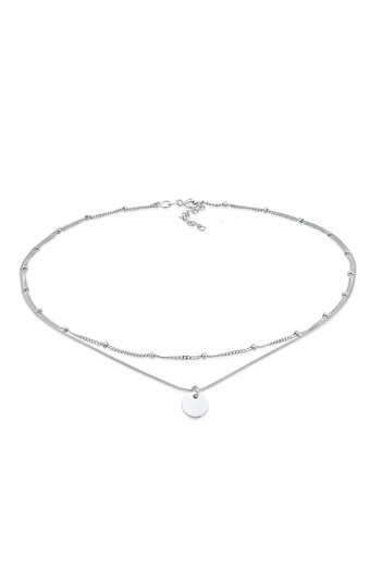 ELLI Dámský náhrdelník Choker Layer Platelet ze sterlingového stříbra 925, pozlacený