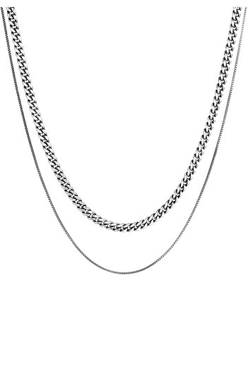 KUZZOI Halskette Herren Set Panzerkette Venezianerkette Basic Blogger Trend in 925 Sterling Silber