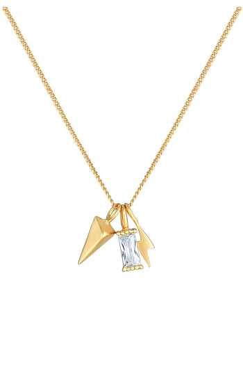 ELLI Halskette Damen Anhänger Rechteck Blitz Pfeil mit Zirkonia Kristallen in 925 Sterling Silber