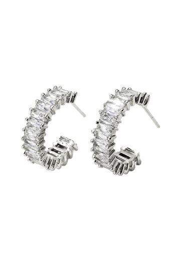 REDz Accessories Luxury Shine Earrings, Zirconia Crystals, Elegant, Women, Silver
